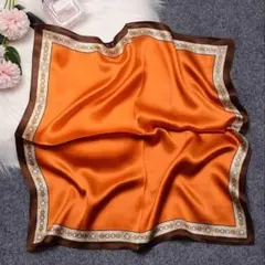 【高品質】スカーフ シルク100% オレンジ 高級感 レディース 上品 おしゃれ