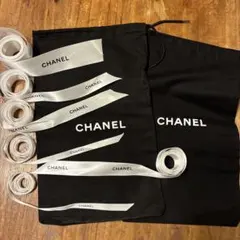 CHANEL ロゴ入りリボン 6本セット 巾着袋付き！