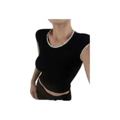 shein ノースリーブ　パール