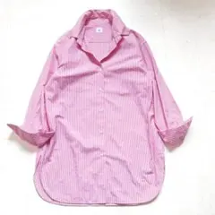 イエナラブークル　ボーダー　ロング　シャツ　ブラウス　ピンク　M 長袖　38 綿