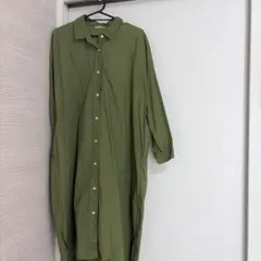 Samansa Mos2 オリーブグリーン 長袖シャツワンピース