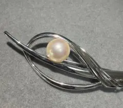 【SILVER刻印】大粒パール ブローチ シルバー 本銀 フォーマル 上品