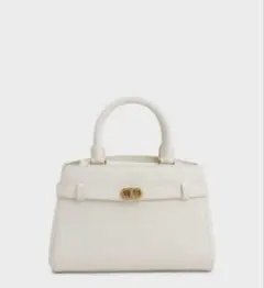 CHARLES & KEITHオブリエルメタリックアクセントベルトバッグホワイト