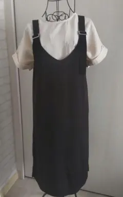 ジャンパースカート　 ブラック ロング丈　Мのサムネイル