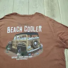 US古着ポケットTシャツ BEACH COOLER 車 ブラウン 茶色 XL