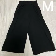 ガウチョパンツ ゴムウエスト　ブラック　黒　レーヨン　レディース　Ｍ