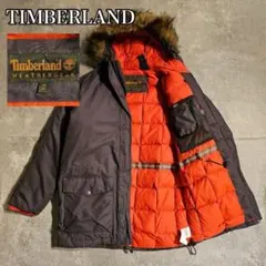 Timberland ファー付　ダウンジャケット　裏地オレンジ　DM1196