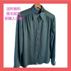 ダークグリーン 長袖シャツ ボタンアップのサムネイル