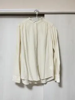 UNIQLO アイボリー フリル襟 長袖シャツ M