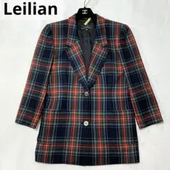 美品 Leilian レリアン ヴィンテージ ジャケット レトロ チェック 金釦