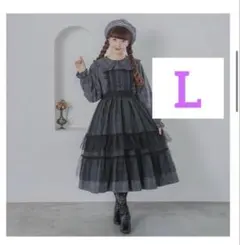 チュールドットリボンエプロン 黒 L 青木美沙子 しまむら しまみさ 新品