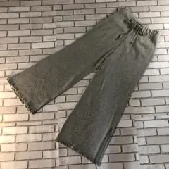 【Chico】 ニットロングパンツ グレー外側スリットFサイズ 裏地付 リブ