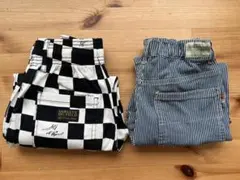 チェック柄とストライプ柄の長ズボン　130cm