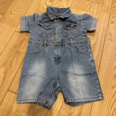 デニム 半袖ロンパース