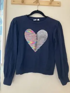 GAP KIDS ネイビー ハート刺繍 長袖カットソー ☆150