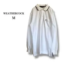【WEATHERCOCK】メンズ長袖ポロシャツ　メッシュ　ゴルフシャツ　白　Mのサムネイル