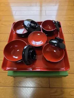 お食い初め 食器セット 漆器風 膳 椀 5点セット
