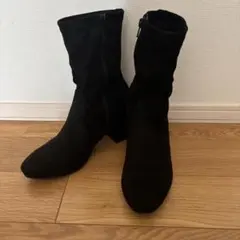 【Lサイズ】GU ジーユー ショートブーツ ブラック　黒　スエード調