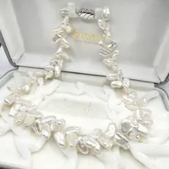 本真珠　ペタルパール　パールネックレス　silver刻印　フォーマル　ホワイト