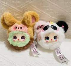 LIILA TOYS ぬいぐるみ キーホルダー 2個セット パンダ サル