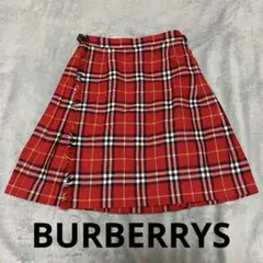BURBERRYS プリーツ巻きスカート 赤ノバチェックフリンジy2k グランジ
