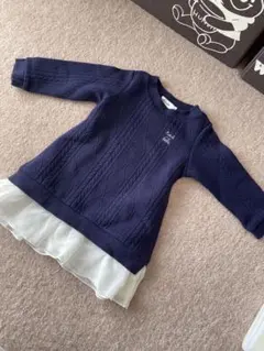 Noeil aime BeBe ネイビーケーブル編ワンピース 90サイズ