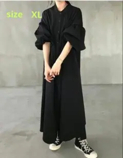 FRIFUL SHEIN　ボリュームスリーブ　マキシ丈 ロングワンピース シャツ