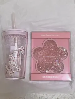 スタバ SAKURA2026グラスタンブラーピンク473ml・コースター　セット