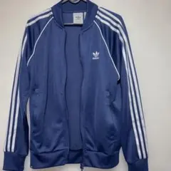 adidas トラックジャケット　Lサイズ　紺　ジャージ　レディース