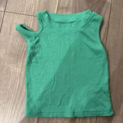アシンメトリー リブ タンクトップ グリーン