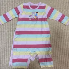 ストライプロンパース 80サイズ　ミキハウス