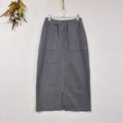 ロングスカート Iライン ウエストゴム ストレッチ シンプル タイト 春夏 L