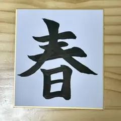 「春」　書道作品　色紙　ハンドメイド　はる　アート