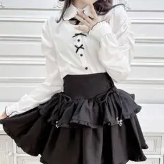 MARS デコルテ開きメローフリル襟ブラウス