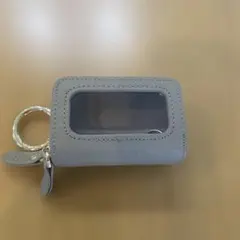 グレー レザー キーケース コンパクト