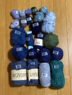 ブルー系　余り　毛糸　23色　総量　732g
