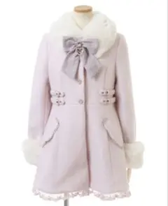 LIZLISA リズリサ ビジューリボンミニ丈Aラインコート ピンク