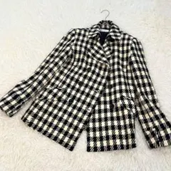 エミリアン 千鳥格子 ウールコート ダブルジャケット 白黒 ピーコート Lサイズのサムネイル