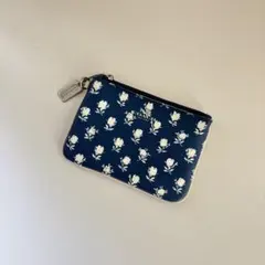 COACH コーチ フラットポーチ ミニ財布 青×白 PVCレザー