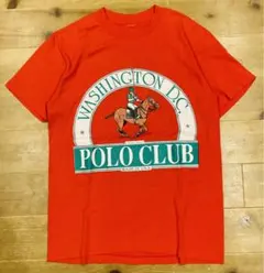 Tシャツ 古着 90s POLO CLUB 馬 アメリカ製 美品 赤 アニマル