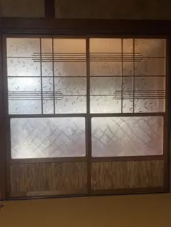 昭和　レトロ　建具　和風すりガラス引き戸