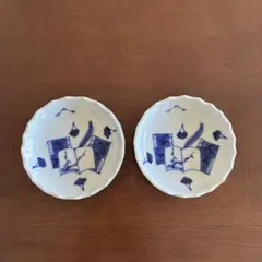 和本の図　小皿ニ客　古伊万里　豆皿
