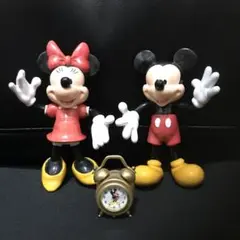 ミッキーマウス　ミニーマウス　フィギュア　ミニ時計
