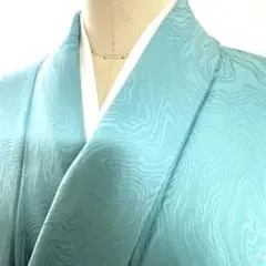 6k1259 着物 正絹 単衣 色無地 作家物 一つ紋 家紋 緑 無地 和装
