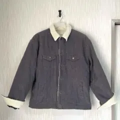 timely warning グレー　ボア　ジャケット　コーデュロイ　Ｌサイズ