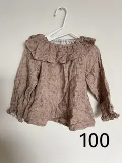 新品　花柄刺繍 フリルブラウス 100cm