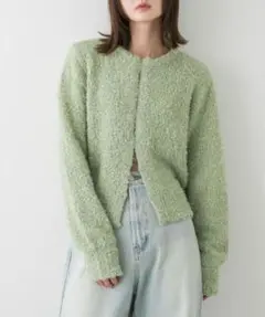 sense of place ライトグリーン カーディガン 長袖 ボタン付き