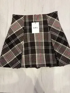 GRL インパン裏地付きチェック柄プリーツミニスカート Mサイズ　tu963