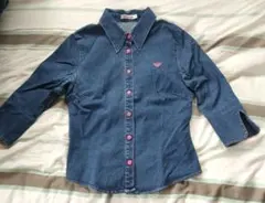 ROXY デニムストレッチシャツ M　七分袖