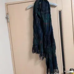 チェック柄マフラー ダークブルー グリーン